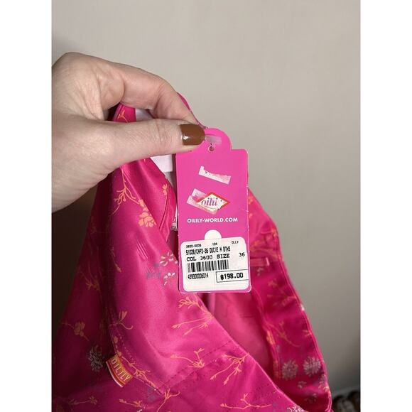 NWT OILILY Womens Vintage Floral Satin Pants Size 36 Spring vibrant Pink XS/S - Picture 7 of 7